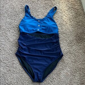 Elegant Blue Women's One Piece Swimsuit
